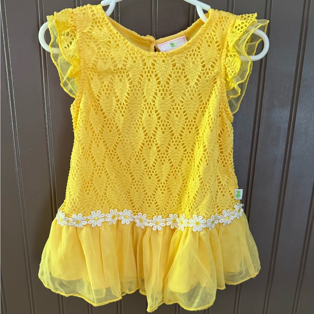 Duck duck goose yellow dress with daisies